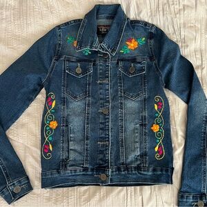 Mexican Floral Embroidered Jeans Jacket